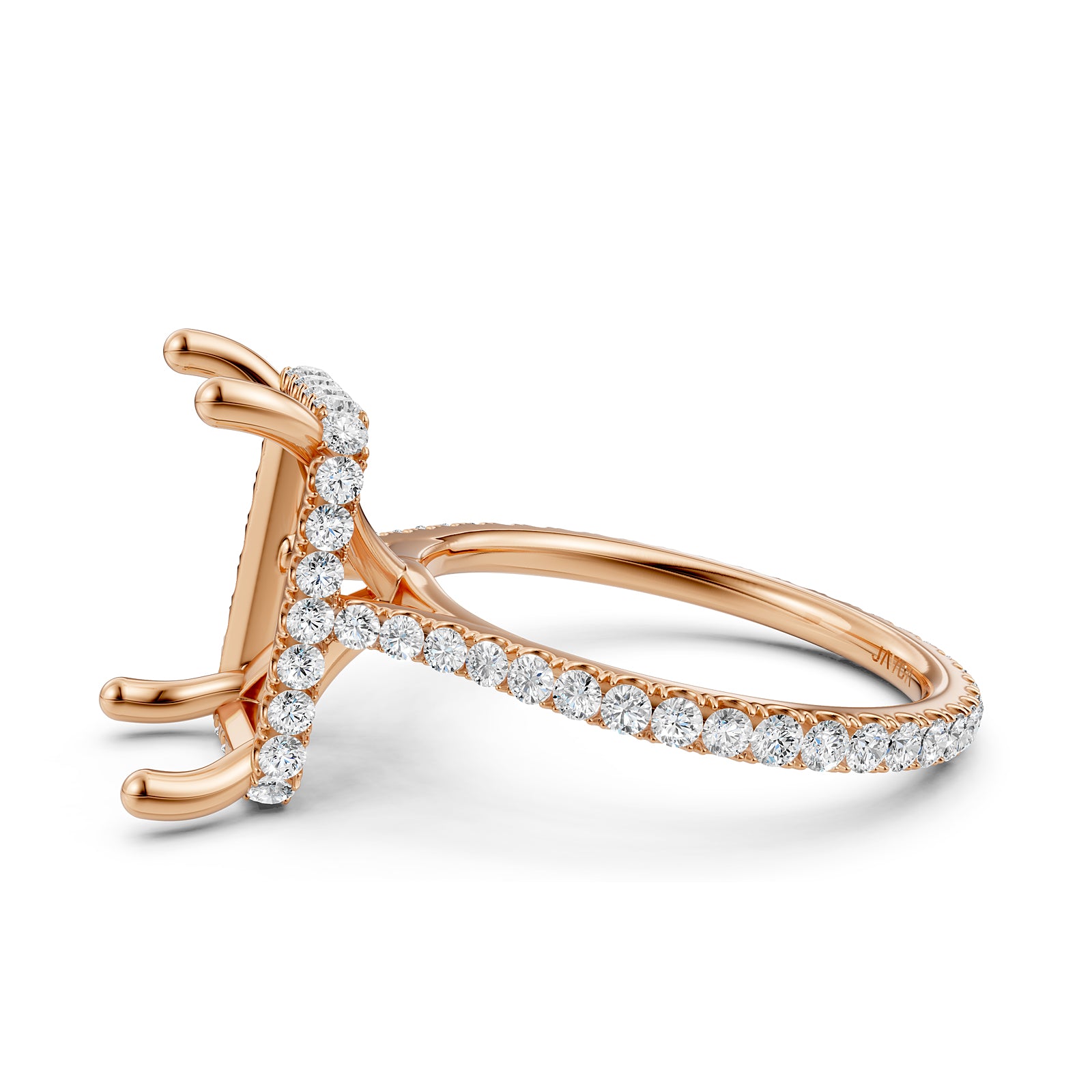 Cathedral Style Halo French U Pave Set Semi Mount Lab Grown Diamond Engagement Ring 0.55Ct.